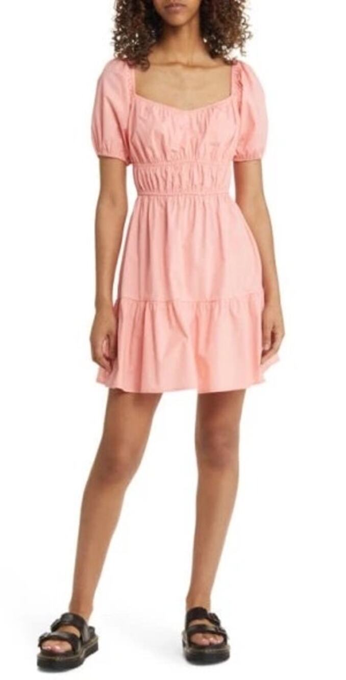 BP Brass Plum Nordstrom Balloon Sleeve Mini Dress in Pink Hydrangea Size: XS